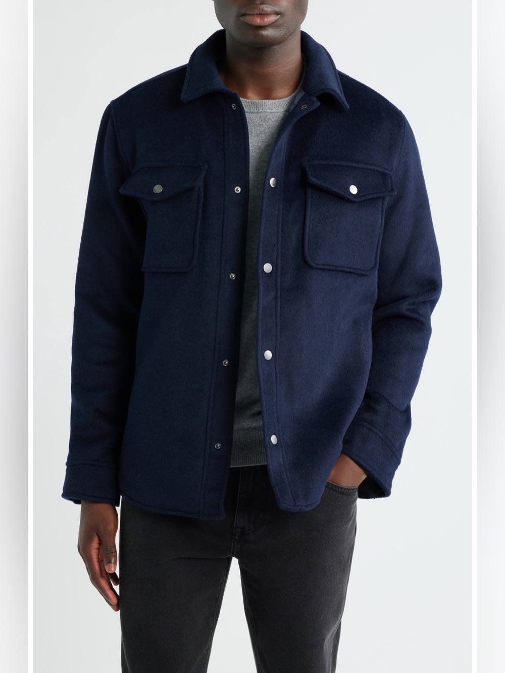 Nordstrom Men’s Wool Blend Shirt Jacket Navy Size 2XL XXL NWOT Shacket